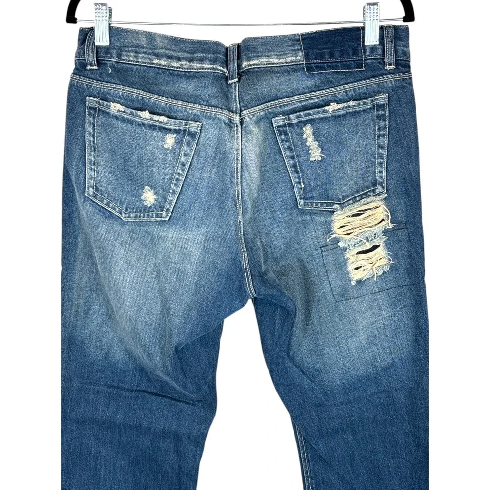 Vintage 90s Men's Guess Distressed Ripped Denim Straight Leg Jeans‎ 32/33